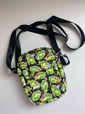 Rick And Morty Adult Swim Buckle Down Crossbody Shoulder Bag Cartoon Neon Mint